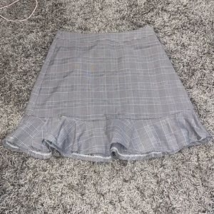 Plaid Skirt with Bottom Ruffle